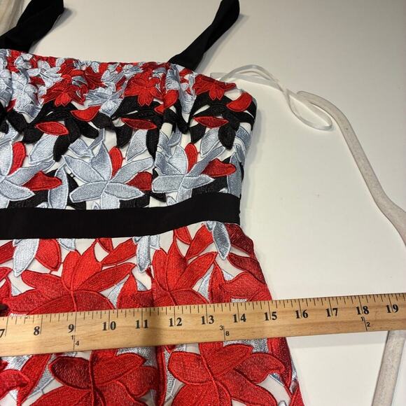 Ted Baker Red & Gray Lace Overlay Telily Dress Medium - Picture 10 of 12